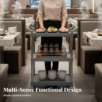 With casters 3-Tier Rolling Rack Multi-Functional 3-Tier Rolling Shelf Easy to Clean Serving Trolley Sturdy Construction for Kitchen personnel, Homemakers, Restaurant, Hotel, dining hall, Office