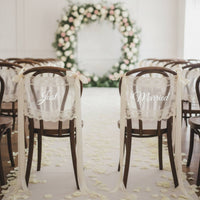Tulle Chair Bows with Lace Transparent Chair-Back Decorations with Ribbons Sash Adjustable Elegant for Brides
