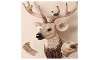 Deer Head with Antlers Wood-Look Deer Head Carved Wall Sculpture for Hallway