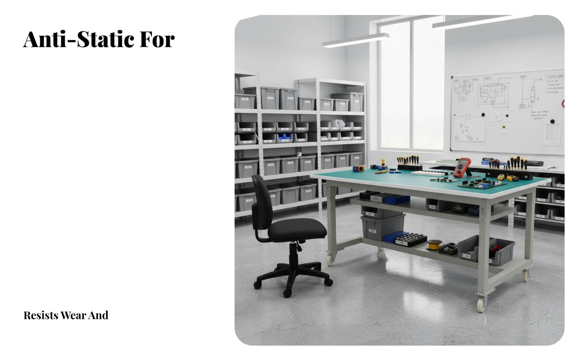 Anti Workbench High Load Capacity Mobile Workbench on Wheels Stable and Sturdy Two-Tier Workstation Cart for Technicians, Lab, Auto Shop