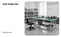 Anti Workbench High Load Capacity Mobile Workbench on Wheels Stable and Sturdy Two-Tier Workstation Cart for Technicians, Lab, Auto Shop