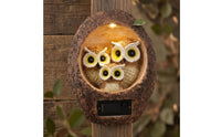 Bark-Textured Solar Tree Stump Light Warm LED Owl Stump Lamp Hollow Solar Owl Garden Light Decorative for Yard