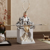 Zen Aesthetic Victorious Buddha Sculpture Housewarming Gift Sun Monkey King Statue Long-Lasting Resin for Living Room, Entryway, Office