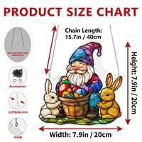 Easter Bunny Acrylic Sunlight Reflector Bright Colors Easter Gnome Hanging Ornament Bright Hare Sunlight Reflector for Families, Family, Glass Panes
