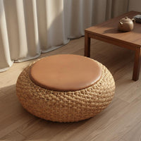 Woven Straw Mat Floor Pillow Artisanal Woven Straw Woven Straw Mat Pillow Straw Meditation Pillow No Assembly Required Round