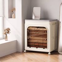 Storage Cabinet with Wheels Foldable Cabinet Rolling Storage Box with Doors for Closet, Bedroom, Living Room