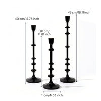 3 Pieces Taper Candle Holder with Round Base Black Taper Candle Holder Turned Decor for Brides