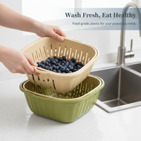 Multifunctional Plastic Fruit Basket and Drainer Set for Kitchen and Dining