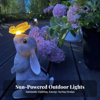 Waterproof Solar Rabbit Light Auto On/deactivate Solar Rabbit Garden Statue Weather-Resistant for Children, Pathway, Flower Bed, Balcony