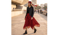 Striped Skirt with Headband High-Waisted Handkerchief Hem Skirt Flowy Clothing Flowing for Women, Halloween, Cosplay, Costume Parties