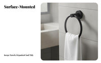 Wall-Mounted Round Towel Circle Easy to Install Circular Towel Hanger Long-Lasting Bathroom Hardware Modern Design for Homeowners, DIY Enthusiasts, Renters, Washroom, Hotel, Powder Room, Kitchen