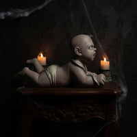 Halloween-Themed Pumpkin Figurine Freestanding Ghost Figurine Sculpted Ghost Decoration Painted for Collectors, Party Hosts, Tabletop, Mantel, Bookshelf, Haunted House