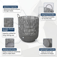 Laundry Basket with Handles for Easy Carrying, Waterproof Washing for Bathroom Storage