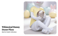 Cute Design Easter Bunny Figurine Vivid Details Bunny Holding Egg Ornament Great Gift Idea Resin Rabbit Statue Rustic Charm for Children