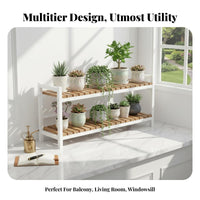 Space-Saving Tiered Planter Stand Strong Load-Bearing Multi-Tier Slatted Rack Stable Construction Plant Holder Large Capacity for Home Decorators, Homeowners, Apartment Dwellers, Balcony, Living Room, Windowsill, Bedroom