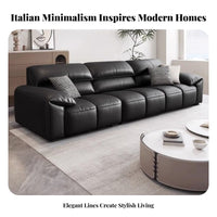 Elephant Ear Sofa Italian Minimalist Design Sofa with Pillow-Top Armrests Genuine Leather Living Room Furnishing for Homeowners, Families, Lounge Area