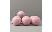 6 Pieces Chemical Fiber Pink Tennis Ball Stitched Seams Fuzzy Tennis Ball Standard Shape