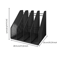 File Organizer Rack 4-Compartment Desktop Document Organizer Metal Desktop Paper Sorter for Students, Office, Study Room