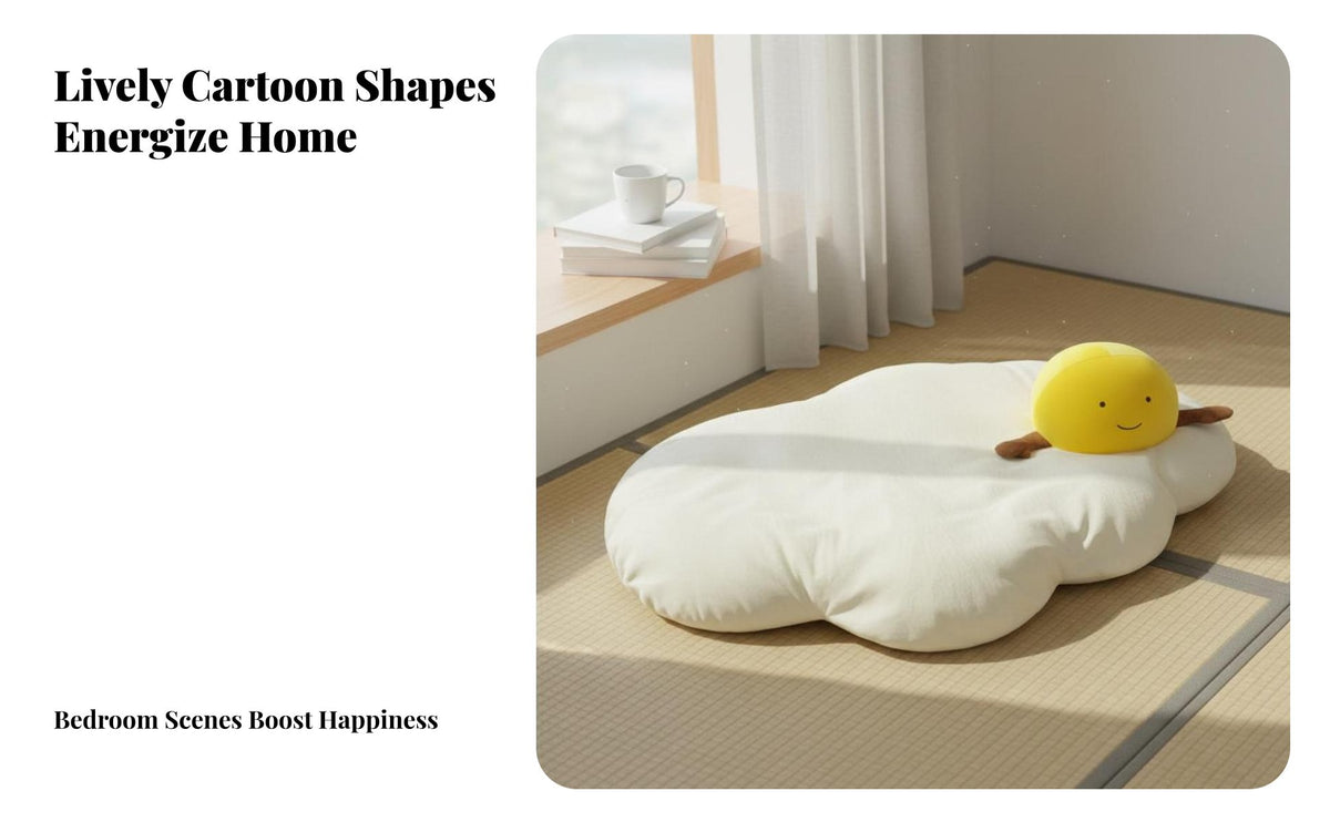 Cute Design Fried Egg Floor Pillow Soft and Comfortable Egg Shaped Seat Cushion Thickened Padding for Children, Girls, Bedroom, Bay Window