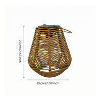 Open Slatted Solar Hanging Lantern Metal Frame Solar Rattan Lantern Arched Handle Wireless for Garden, Yard, Campsite, Balcony