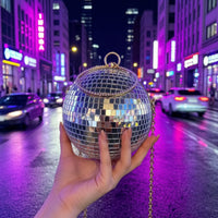 Spherical Clutch Bag Mirrored Disco Ball Purse Shimmering for Parties, Weddings