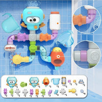 Clear Pipeline Toy with Water-Wheel Colorful Modular Bath Pipeline Safe DIY Water Pipe System Hands-on for Preschoolers