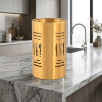 Leaf Hole Chopstick Holder (With Base) Cutlery Storage, Stainless Steel Utensil Drainer, Organiser Cutlery for Modern Minimalist Home Kitchens