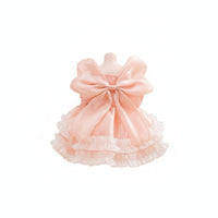 Fairy Design Dog Princess Dress Layered Ruffles Bowknot Pet Dress Snap Button Closure Small Dog Tutu Skirt Breathable for Cats, Parties, Photo Shoots