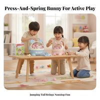 40 Pieces Cute Press-and-Bounce Rabbit Toy Cartoon-Style Bunny Storage Box Clear Window Bunny-Shaped Play Set Hard-Shell
