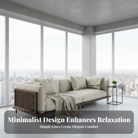 Minimalist Wooden Frame Couch Wabi-Sabi Design Sofa Simple Aesthetic Living Room Furniture for Small Apartment Residents, Hotel Owners, Lounge Area