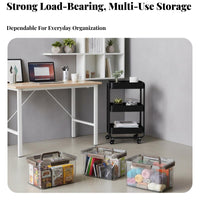 Clear Lidded Tote With Handles Latching Clear container Stackable Design for Families