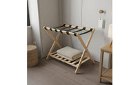 Easy to Fold Folding Luggage Rack Space Saving Foldable Luggage Stand Natural Wood Folding Shoe Rack Multi Use for Entryway, Hotel