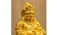 Golden Wealth Deity Statue Ornate God of Wealth Figurine Miniature Intricate for Bookshelf