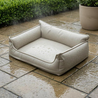 Leather-Like Dog Sofa Bed Hair Resistant Dog Couch Bed Raised Flanks Soft Pet Couch for Small Dogs