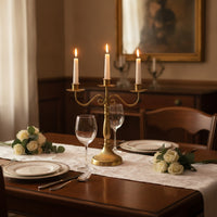 Metal Three-Arm Candelabra Vintage-Style 3-Arm Candelabra Curved Taper Candle Holder Sturdy for Weddings