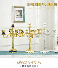 Five-Head Gold and Silver Plated Metal Alloy European Style Candle Holder for Home, Hotel, KTV Classic