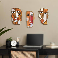 Picasso Inspired Face Hanging Artistic Design Wooden Cubism Wall Decor