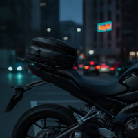 Structured Motorcycle Tail Bag with Reflective Strips Weather-Ready Tail Bag with Reflective Strip Long-Lasting Luggage Portable for Commuters