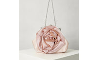 Elegant Floral Kiss Lock Evening Bag Dressy Rose Clutch Compact Flower Evening Clutch Romantic for Weddings, Prom, Date Nights