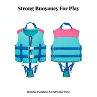 Adjustable Straps Kids Life Jacket Sleeveless Design Children's Swim Vest Lightweight for Toddlers, Swimming, Beach, Boating