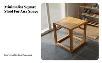 Rectangular Frame Stool Traditional Chinese and Design Low Bench Full Wood Construction Household Furniture for Homeowners, Families, Hallway, Balcony