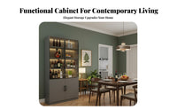 Glass Door Beverage Cabinet Dustproof Design Beverage Bar Cabinet Multi-Versatile Living Room Display Hutch for Homeowners, Home Entertainers, Kitchen