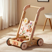 Wooden Infant Pusher with Activity Board Multi-Functional Infant Pusher with Activity Center Learning for Young Children, Infants, Nursery