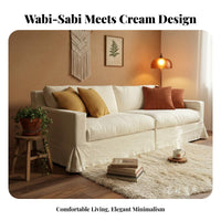 pillowy Three-Seater Sofa Wabi-Sabi Design Frameless 3-Seater Sofa Removable and launderable Cover Home Furniture for Homeowners, Families, Bedroom, Office