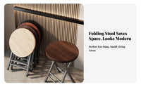 Foldable Collapsible Round Chair Sturdy Cross-Frame Folding Stool Space-Saving Portable Seating Stackable for Students, Families, Campers, Indoor, Dorm Room, Apartment, Travel