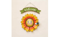 Hanging Floral Welcome Sign 3D Iron Welcome Plaque Rustic Placa Colgante De Metal Farmhouse for Front Porch, Entryway, Garden, Patio
