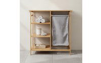 Multifunctional 3-Tier Storage Rack with Laundry Basket Space-Saving Bamboo Laundry Hamper with Shelves Large Capacity Shelving Unit for Bathroom