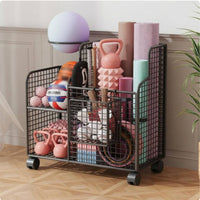 Rolling Wire Storage Trolley Grid-styleGrid Sports Equipment Trolley Sports Gear Trolley Multi-Section Metal Storage Stand
