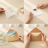 Vintage Kraft Paper Envelopes for Postcards and Cards, 12.5x17.5cm