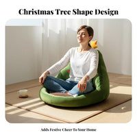 Festive Decor Christmas Tree Floor Cushion Soft and Comfortable Christmas Tree Shaped Seat Versatile for Children, Balcony, Bedroom